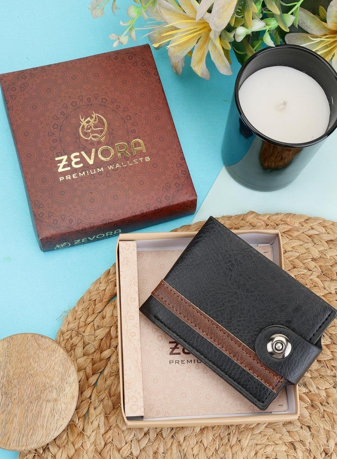 ZEVORA Men Travel, Trendy, Casual Black Leather Wallet (3 Card Slots) - Image 2